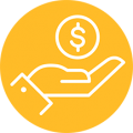 hand-dollar-linear-circle-icon-yellow business opportunities