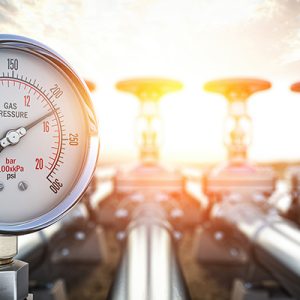 Gas pression gauge meters on gas pipeline. Gas extraction, produ